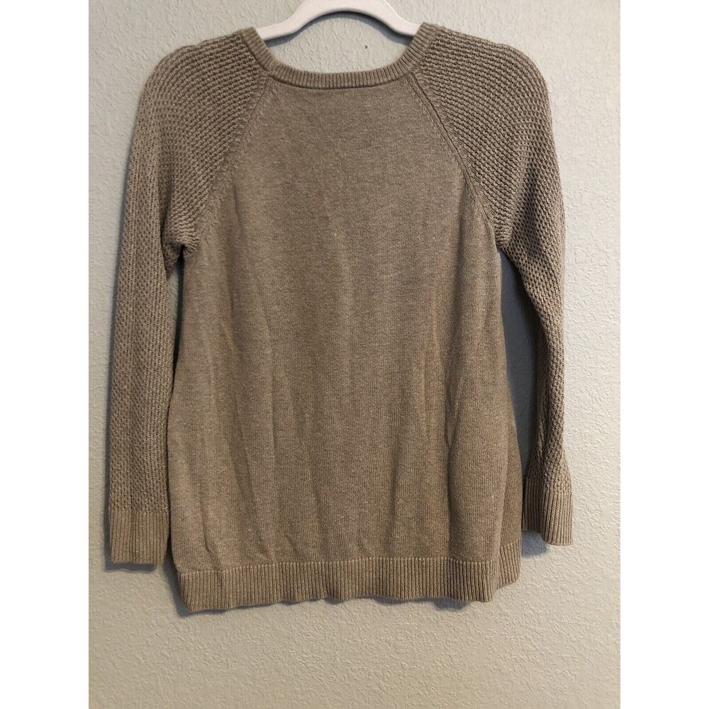 Loft Outlet Womens Top Small Petite Tab Beige Long‎ Sleeve Blouse Cottagecore - Picture 7 of 8